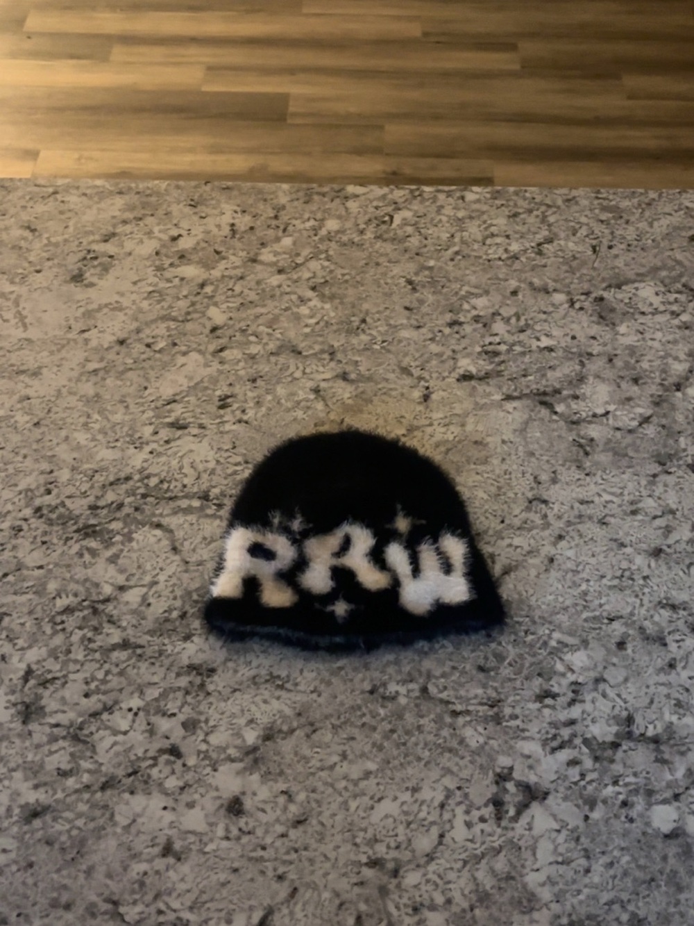 Kids Black and White Fuzzy Beanie Hat